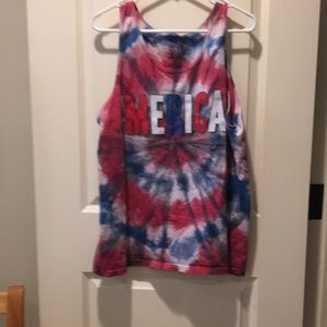 Social Media "Merica" Tie Dye Mens Tank Muscle Shirt Sz Large 42/44